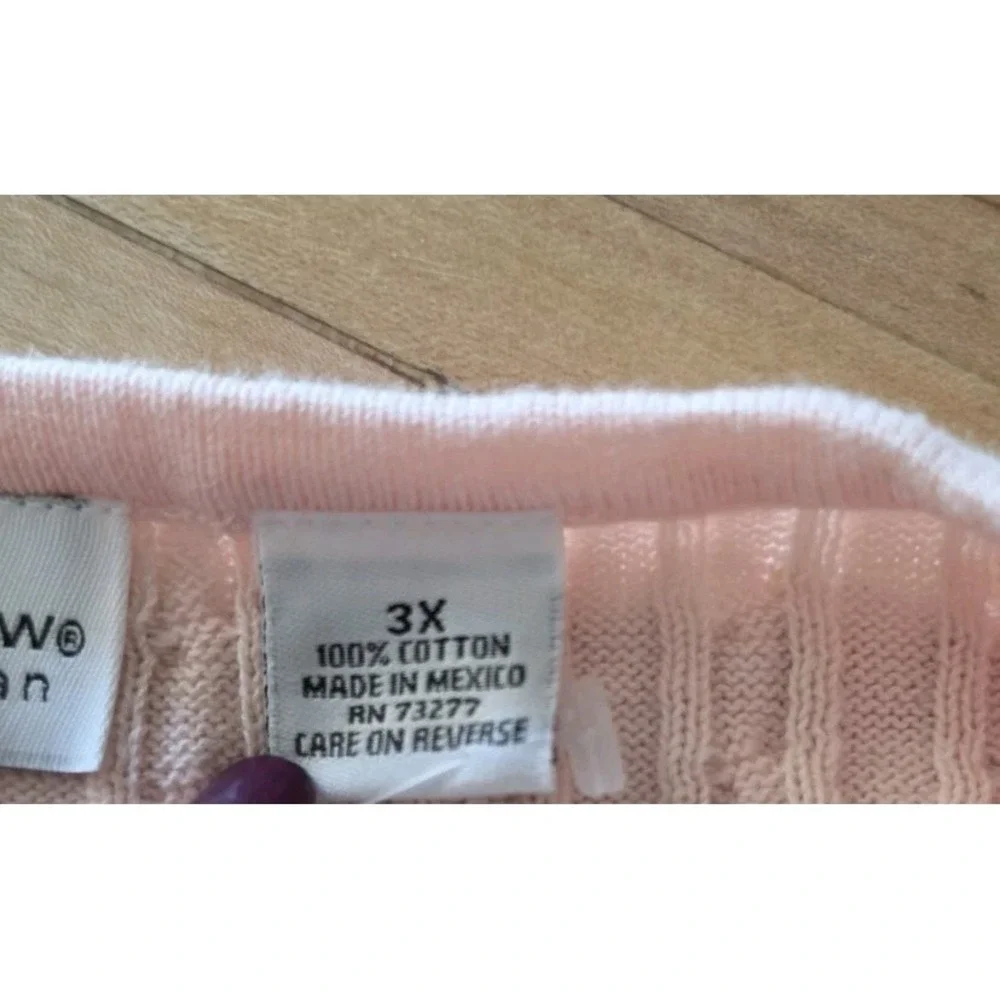 NWOT Croft & Barrow Plus‎ 3X Pink Cable Knit Sweater Preppy Classic Old Money